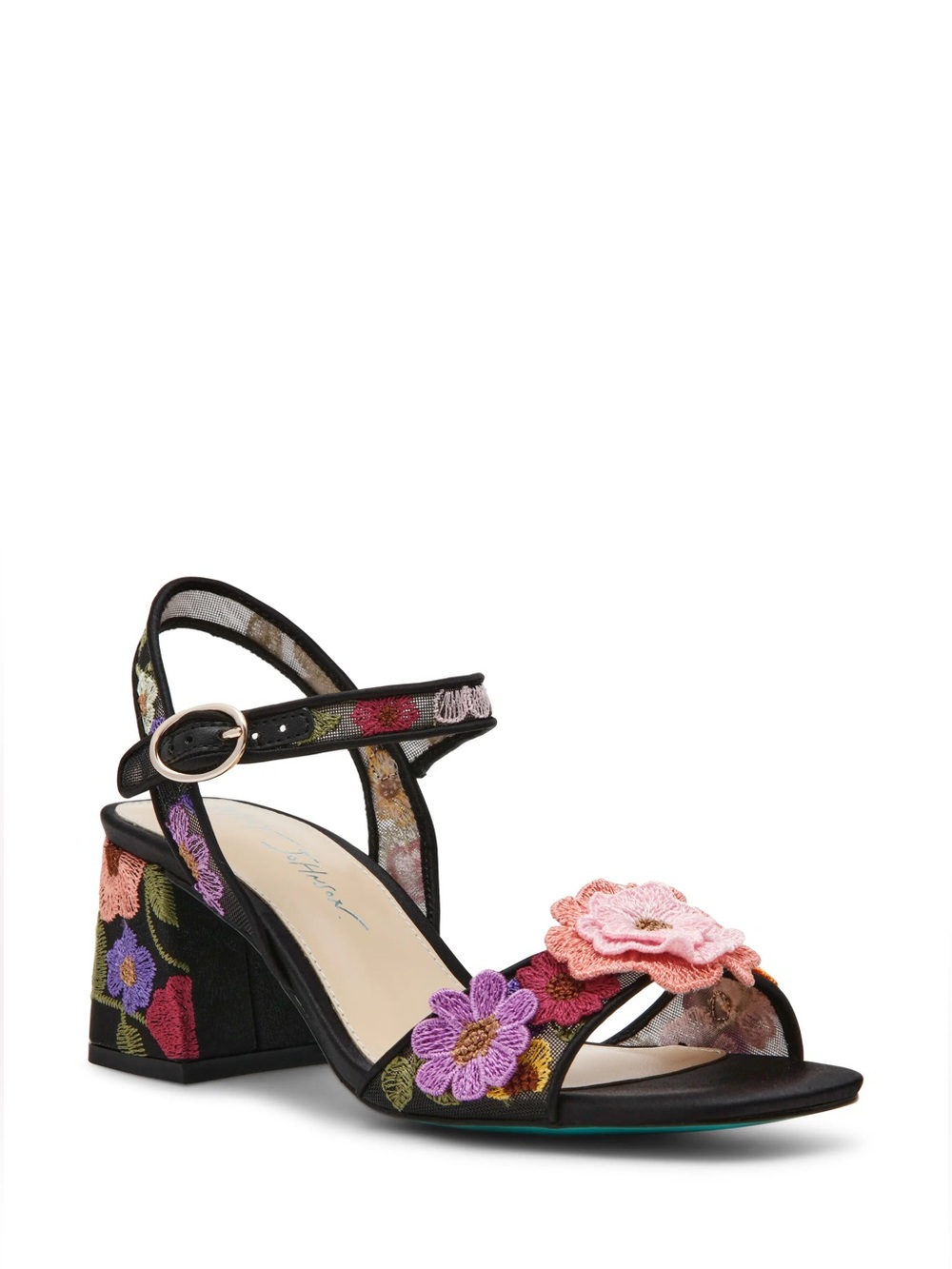 Betsey Johnson Women's Blare Floral Applique Block Heel Sandals